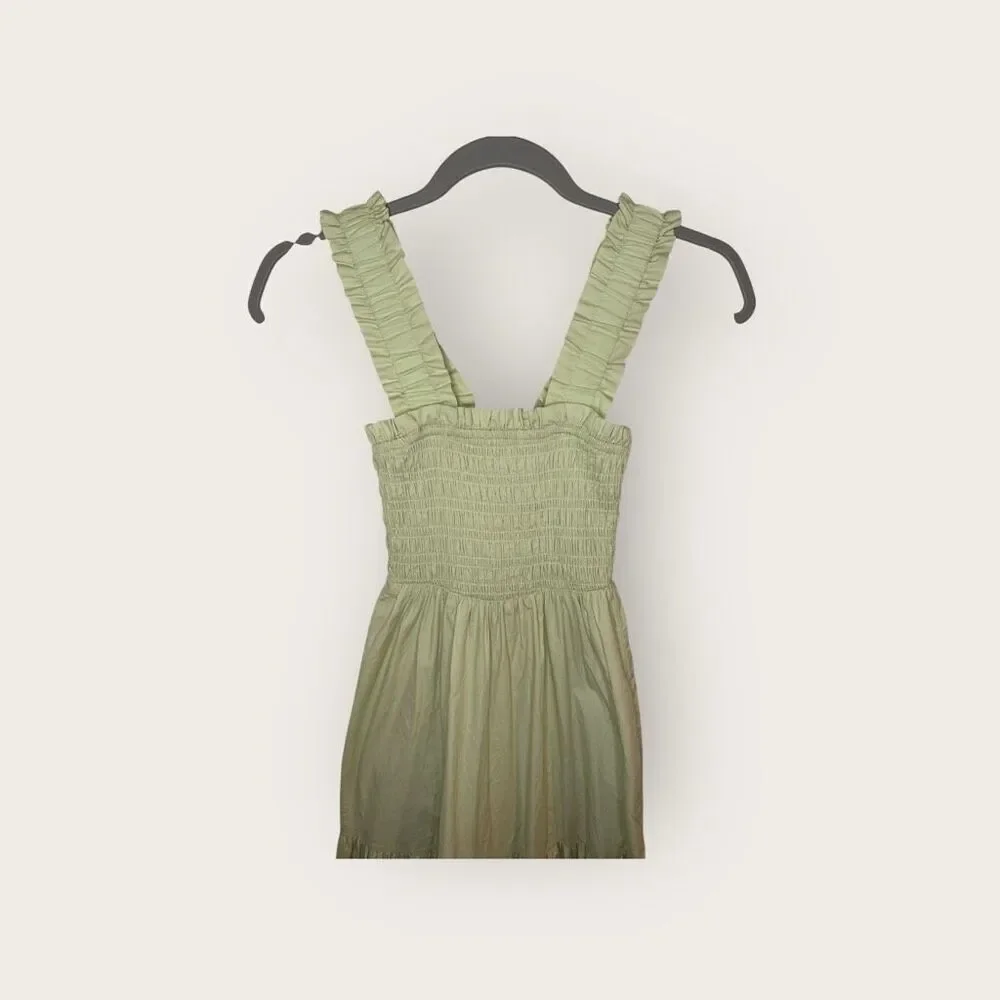 Abercrombie & Fitch Dress Green Smocked Bodice Tiered Boho Size XXS‎